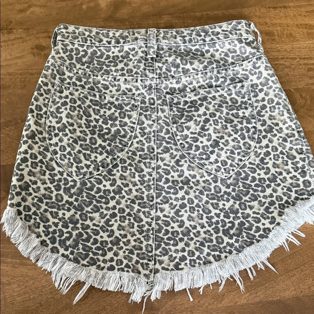 We The Free Leopard Print Mini Skirt in Beige and Black